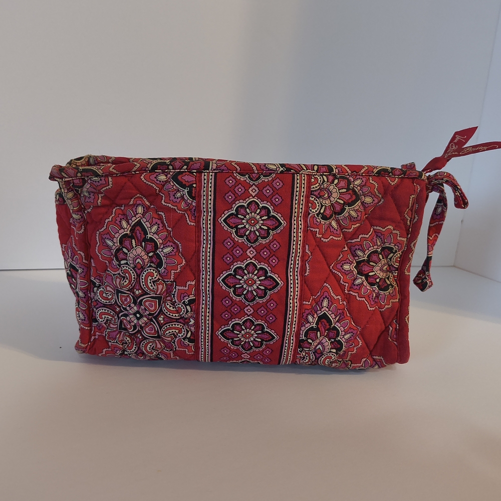 Vera Bradley Red Quilted Paisley Cosmetic Pouch